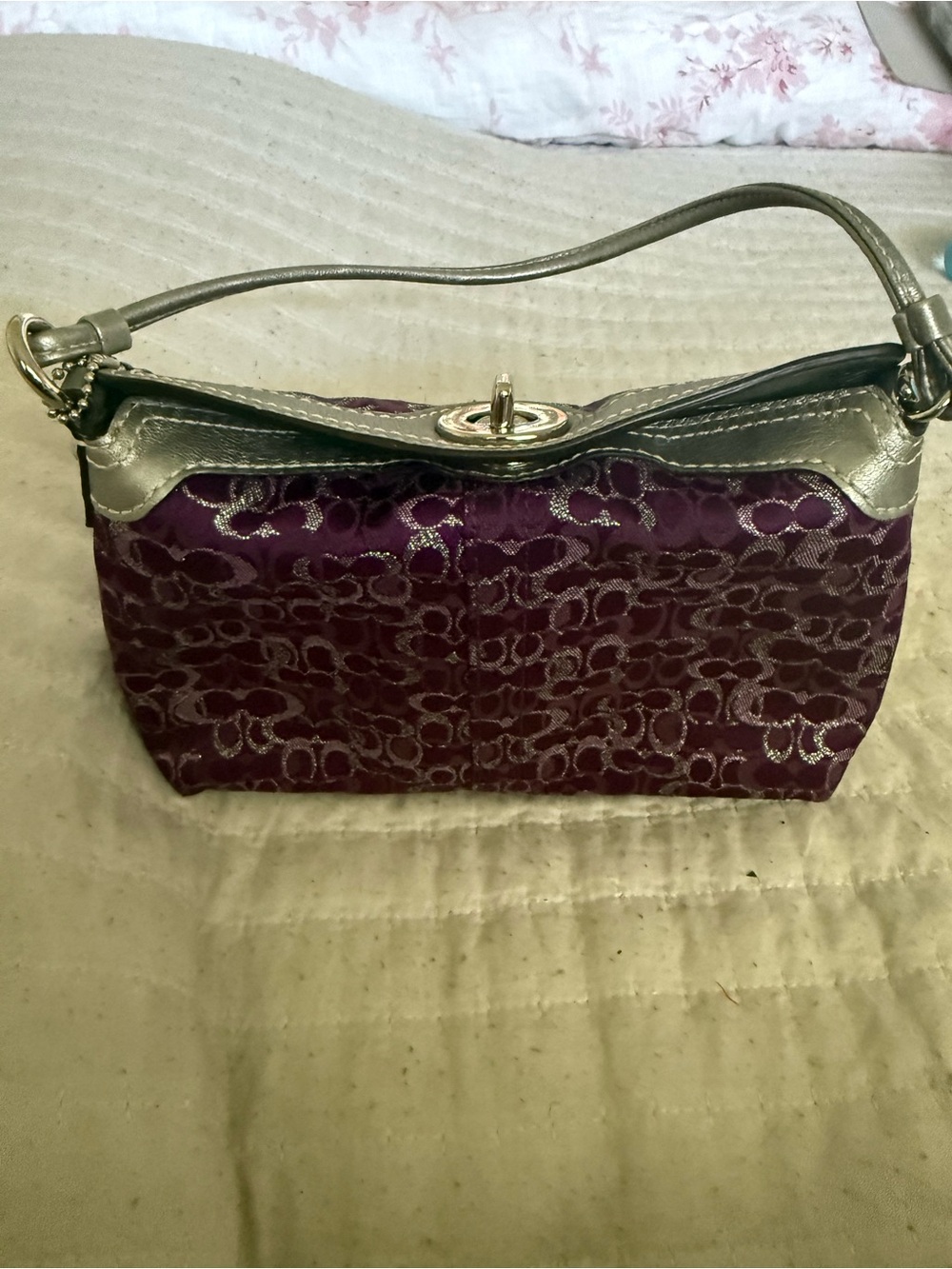 Vintage Y2K Coach Purple Metallic Optic Signature C Lurex Mini Shoulder Bag